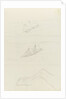 Two slight sketches of a two masted sailing craft and one of a horse's hind leg by John Brett