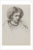 Head and shoulders portrait sketch of woman with eyes downcast by John Brett