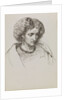 Head and shoulders portrait sketch of woman with eyes downcast by John Brett