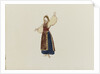 Sketch of a girl in traditional costume (inverted) by John Brett