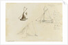 Two rough coastal profile sketches, one with a sailing vessel by John Brett