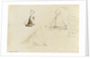 Two rough coastal profile sketches, one with a sailing vessel by John Brett