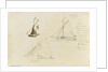 Two rough coastal profile sketches, one with a sailing vessel by John Brett