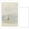 Two sketches of a sailing vessel at sea by John Brett