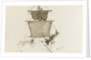 Sketch of sailing vessel with square sails - unfinished (on reverse) by John Brett