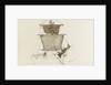 Sketch of sailing vessel with square sails - unfinished (on reverse) by John Brett