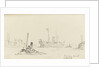 Sketch of SS Inchmore and tug in Woolwich Reach (on reverse) by Nelson Dawson