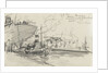 Sketch of Thames scene, 'S.T. Sun' towing the 'Cairn Ross' out of Greenland Dock (on reverse) by Nelson Dawson