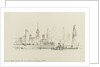 Sketch of various vessels in London Dock, Shadwell, near Stepney or Wapping Station by Nelson Dawson