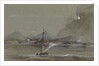 Moonlight scene of Lighthouse and Fort on Point de Galle Ceylon by Harry Edmund Edgell