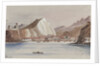 View of coastal town with mountains behind by Harry Edmund Edgell