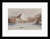 View of coastal town with mountains behind by Harry Edmund Edgell