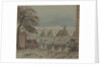 Canton. View from inside a fort showing guards looking out over sea with a pagoda on a small island by Harry Edmund Edgell
