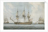 74-gun ship in the Solent by Dominic Serres the Elder