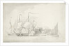 Dutch men of war firing a salute? by Willem van de Velde the Elder