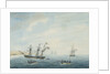No.1. Thetis on shore near Currituck Inlet, North Carolina Dec 23rd 1794... Cleopatra at anchor near her. Thisbe and Lynx answering private signals by George Tobin