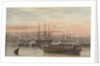 The Baltic fleet at night with ship's boats in the foreground by John Wilson Carmichael