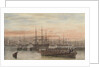 The Baltic fleet at night with ship's boats in the foreground by John Wilson Carmichael