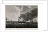 View of HMS 'Boyne' 98 guns, on fire by accident at Spithead, May 1795 by T.M. Waller