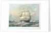 HMS 'Cornwallis',  72 guns, going out of Plymouth harbour by Oswald Walter Brierly