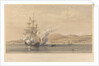 H.M.S. 'Highflyer' Captn John Moore C.B. &c. at anchor off Soukoum Kaleh-Abasia, Omar Pasha leaving the Ship, October 1855 by Oswald Walters Brierly (artist); Thomas Picken (engraver); Day & Son (printers); Paul & Dominic P & D Colnaghi & Co (publishers); Goupil & Co (publishers)