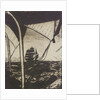 Distant sailing vessel seen through rigging by John Everett