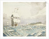 Sailing vessels approaching with island to port (2) by John Everett
