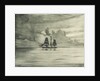 Port side of a sailing vessel in a calm sea by John Everett