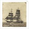 Silhouette of a two masted sailing vessel (3) by John Everett
