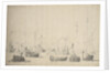 A crowded harbour with Dutch ships, smalschips and other craft by Willem van de Velde the Elder
