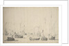 A crowded harbour with Dutch ships, smalschips and other craft by Willem van de Velde the Elder