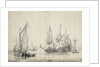 A kaag with a Dutch frigate drying sails by Willem van de Velde the Elder