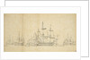 Large Dutch ships before a light breeze, ?August 1665 by Willem van de Velde the Elder