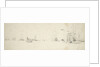 A kaag close-hauled in a light breeze and men-of-war at anchor by Willem van de Velde the Elder