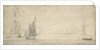 Smalschip under sail and Dutch ships at anchor by Willem van de Velde the Elder