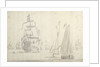 Dutch flagship with a smalschip and galjoot in a light breeze by Willem van de Velde the Elder