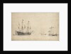 A pink with a Dutch ship drying sails by Willem Van de Velde the Younger