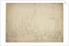 A crowded harbour showing a States yacht, hoeker and pont by Willem Van de Velde the Younger