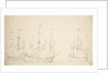 A flute running free with two others in stays by Willem Van de Velde the Younger