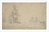 The 'Dordrecht' and 'Gideon' becalmed in a swell, May 1672? by Willem van de Velde the Elder