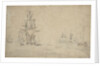 The 'Dordrecht' and 'Gideon' becalmed in a swell, May 1672? by Willem van de Velde the Elder
