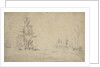 The 'Dordrecht' and 'Gideon' becalmed in a swell, May 1672? by Willem van de Velde the Elder