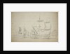 An English two-decker under easy sail by Willem van de Velde the Elder