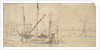 A hooker lying at a buoy by Willem van de Velde the Elder