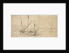 A hooker lying at a buoy by Willem van de Velde the Elder