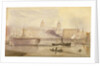 The Dreadnought being towed up the Thames at Greenwich by a paddle tug by A. Grieve