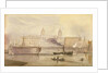 The Dreadnought being towed up the Thames at Greenwich by a paddle tug by A. Grieve