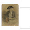 Portrait of a Greenwich Pensioner holding a red handkerchief and spectacles, with a copy of the 'Shipping Gazette' by unknown