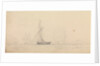 A cutter at sea with men of war and a headland in the distance by John Christian Schetky