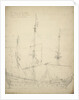 Portrait of the 'Beurs van Amsterdam'. Built in 1654 as an Indiaman. 52-guns. Taken into the States' service 1665. Returned to the Company 1666 by Willem Van de Velde the Younger